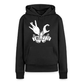 Traduction Approximative #3 - Sweat à capuche Premium bio Femme - noir - Devant - Julia (174cm)