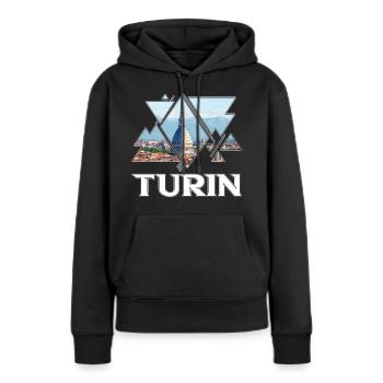 Turin Turin Turin Italie Ville Skyline Accueil Amour - Sweat à capuche Premium bio Femme - noir - Devant - Julia (174cm)