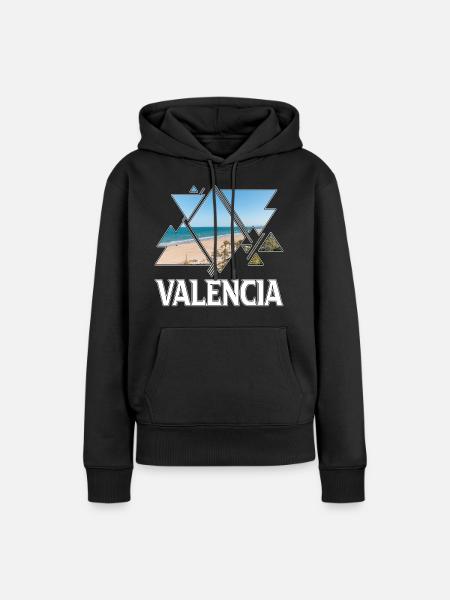 Valencia Espanja City Skyline Loma Rakkaus - Premium luomulaatuinen naisten huppari - musta