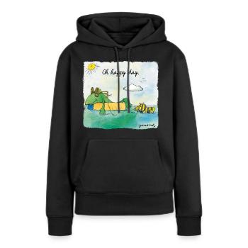 Janosch Günter Kastenfrosch & Tigerente Happy Day - Frauen Premium Bio Hoodie - Schwarz - Vorne - Julia (174cm)