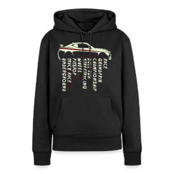 Motorsport Renn - Frauen Premium Bio Hoodie - Schwarz - Vorne - Julia (174cm)