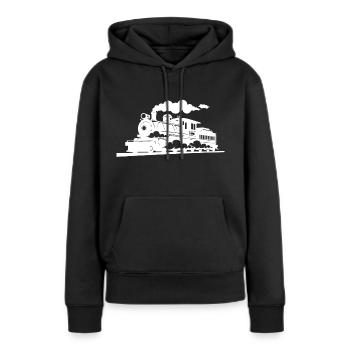 Dampflokomotive Grafik - Frauen Premium Bio Hoodie - Schwarz - Vorne - Julia (174cm)