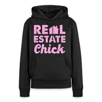 Immobilier Chic - Sweat à capuche Premium bio Femme - noir - Devant - Julia (174cm)