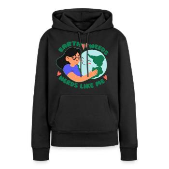 Écologie des écologues - Sweat à capuche Premium bio Femme - noir - Devant - Julia (174cm)