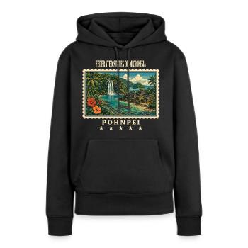 Micronesia Pohnpei Marque de voyage vintage - Sweat à capuche Premium bio Femme - noir - Devant - Julia (174cm)