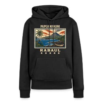 Papua-Neuguinea Rabaul Vintage Reisemarke - Frauen Premium Bio Hoodie - Schwarz - Vorne - Julia (174cm)