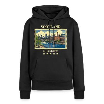 Schottland_Glasgow_Vintage_Reisemarke - Frauen Premium Bio Hoodie - Schwarz - Vorne - Julia (174cm)