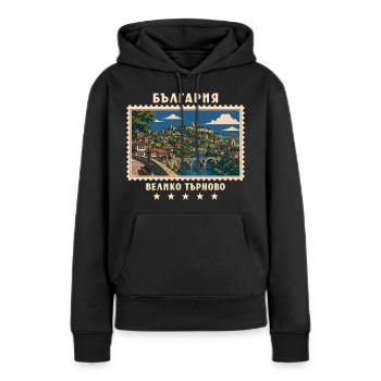 Bulgarien Veliko Tarnovo Vintage Reisemarke - Frauen Premium Bio Hoodie - Schwarz - Vorne - Julia (174cm)