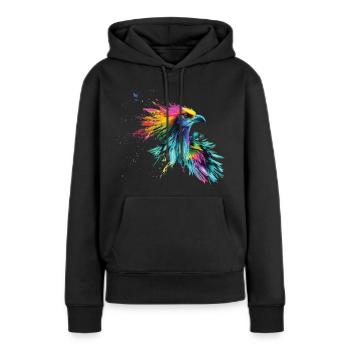 Vogel Farbige bunte Farb Spritzer - Frauen Premium Bio Hoodie - Schwarz - Vorne - Julia (174cm)