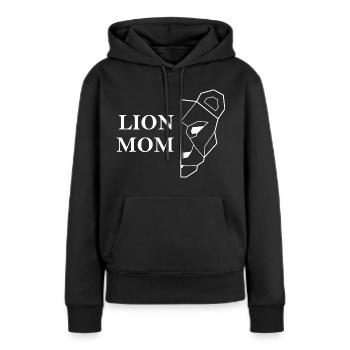 Lion Maman blanc Idée cadeau de fête des mères - Sweat à capuche Premium bio Femme - noir - Devant - Julia (174cm)