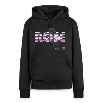 Rose rose blanc étymo d'origine latine fleur J.O - Sweat à capuche Premium bio Femme - noir - Devant - Julia (174cm)