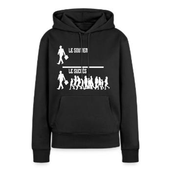 Le Soutien Le Succès - Sweat à capuche Premium bio Femme - noir - Devant - Julia (174cm)