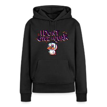 Canard doux - je ne donne pas un tremblement de terre! - Sweat à capuche Premium bio Femme - noir - Devant - Julia (174cm)