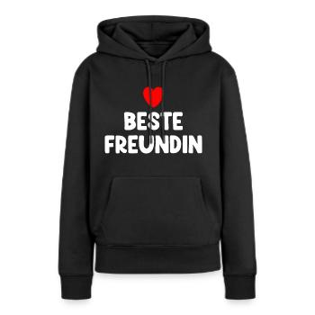 Beste Freundin Herz - Frauen Premium Bio Hoodie - Schwarz - Vorne - Julia (174cm)