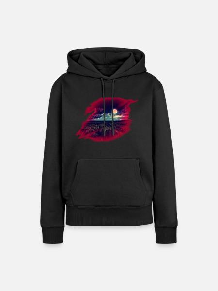 Mond - Frauen Premium Bio Hoodie - Schwarz