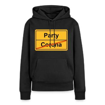 Party, kein Corona - Frauen Premium Bio Hoodie - Schwarz - Vorne - Julia (174cm)