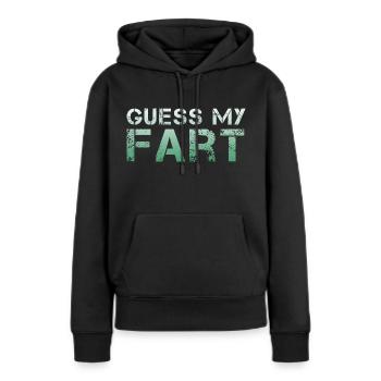 Devinez mon pet - péter en disant drôle de pet péter - Sweat à capuche Premium bio Femme - noir - Devant - Julia (174cm)