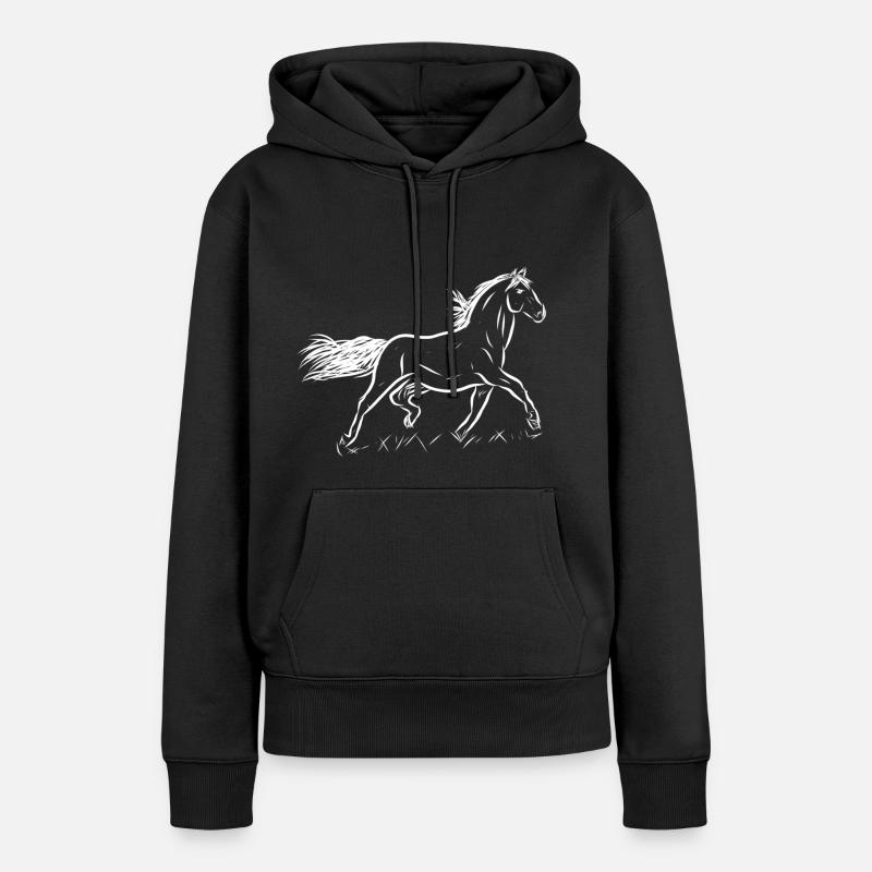 Cheval - Sweat à capuche Premium bio Femme - noir