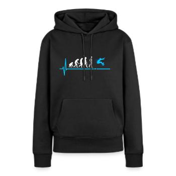 Weitsprung Evolution Leichtathletik - Frauen Premium Bio Hoodie - Schwarz - Vorne - Julia (174cm)