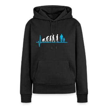Père Enfant Evolution Papa Paternité - Sweat à capuche Premium bio Femme - noir - Devant - Julia (174cm)