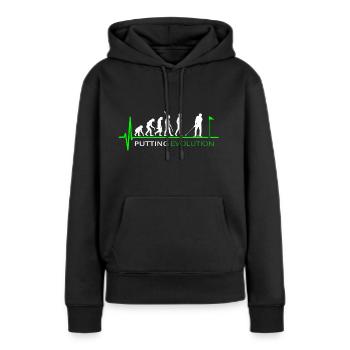 Golf Evolution Golfspieler Putten - Frauen Premium Bio Hoodie - Schwarz - Vorne - Julia (174cm)