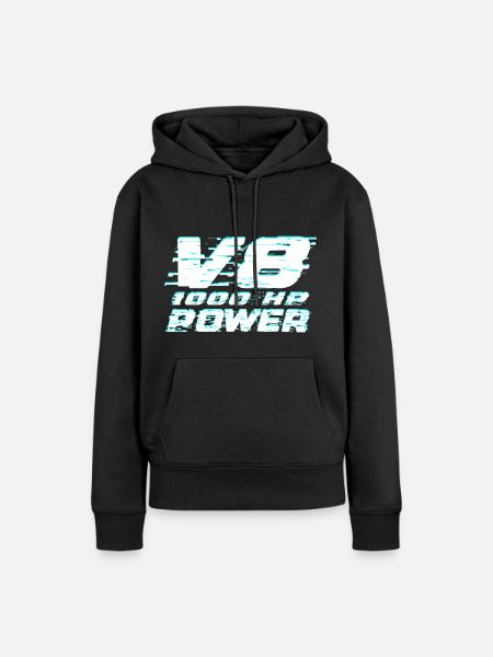 V8 - Frauen Premium Bio Hoodie - Schwarz