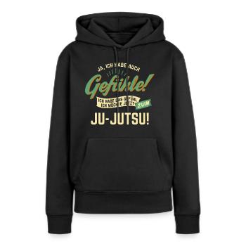 Gefuehle - ich moechte Sport - Ju-Jutsu! - - Frauen Premium Bio Hoodie - Schwarz - Vorne - Julia (174cm)