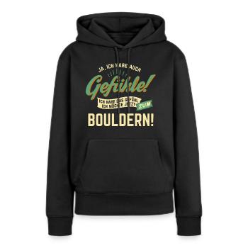 Gefuehle - ich moechte Sport - Bouldern! - - Frauen Premium Bio Hoodie - Schwarz - Vorne - Julia (174cm)