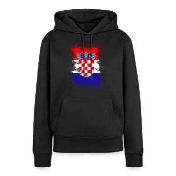 Kroatien - Frauen Premium Bio Hoodie - Schwarz - Vorne - Julia (174cm)
