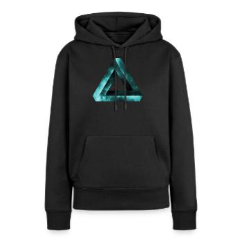 géométrie - Sweat à capuche Premium bio Femme - noir - Devant - Julia (174cm)