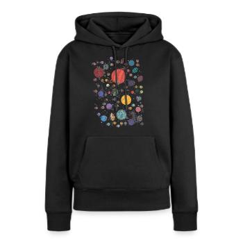 Space Planet Galaxie Grafik - Frauen Premium Bio Hoodie - Schwarz - Vorne - Julia (174cm)