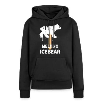 L’ours polaire en fusion - Sweat à capuche Premium bio Femme - noir - Devant - Julia (174cm)