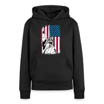 Freiheitsstatue Amerika - Frauen Premium Bio Hoodie - Schwarz - Vorne - Julia (174cm)