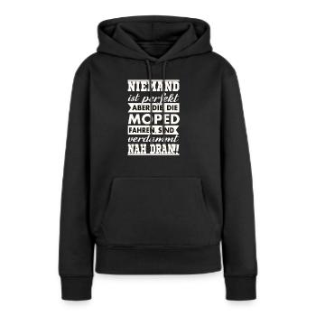 Moped - Frauen Premium Bio Hoodie - Schwarz - Vorne - Julia (174cm)