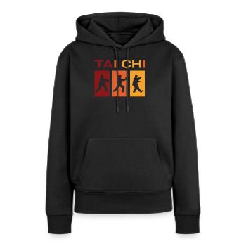 Retro Tai Chi Taiji Chuan Meditation - Frauen Premium Bio Hoodie - Schwarz - Vorne - Julia (174cm)