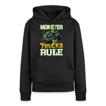 Monster trucks rule - Sweat à capuche Premium bio Femme - noir - Devant - Julia (174cm)