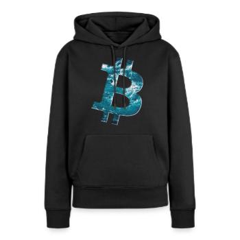 Bitcoin Logo Texture de l’eau - Sweat à capuche Premium bio Femme - noir - Devant - Julia (174cm)