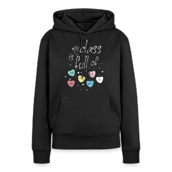 École primaire - Sweat à capuche Premium bio Femme - noir - Devant - Julia (174cm)