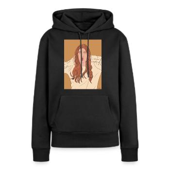 Kussmund - Mit Hintergrund - Frauen Premium Bio Hoodie - Schwarz - Vorne - Julia (174cm)
