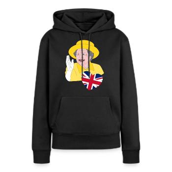 La reine britannique Elizabeth II avec Union Jack - Sweat à capuche Premium bio Femme - noir - Devant - Julia (174cm)