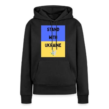 STAND WITH UKRAINE - Frauen Premium Bio Hoodie - Schwarz - Vorne - Julia (174cm)