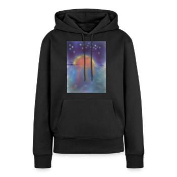 Sonnenuntergang mit Sternenhimmel - Frauen Premium Bio Hoodie - Schwarz - Vorne - Julia (174cm)