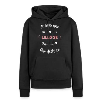 Je suis une Lilloise qui déchire - Sweat à capuche Premium bio Femme - noir - Devant - Julia (174cm)