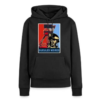 Kohle 5 - Frauen Premium Bio Hoodie - Schwarz - Vorne - Julia (174cm)