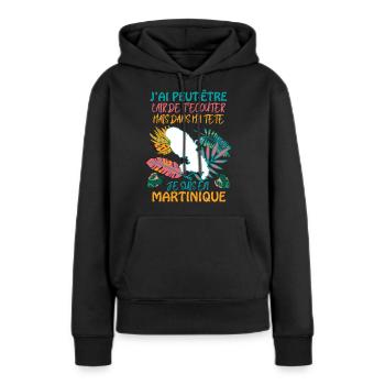Martinique Humour Pour Femme - Sweat à capuche Premium bio Femme - noir - Devant - Julia (174cm)