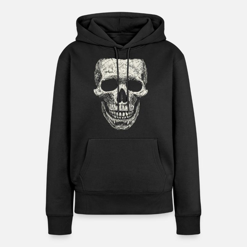 Crâne - Sweat à capuche Premium bio Femme - noir