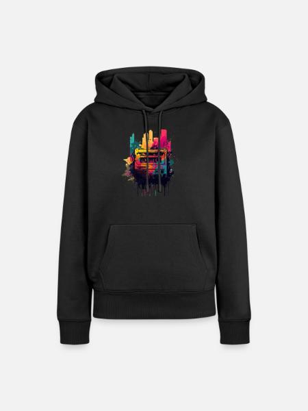 Retro Mixtape - Frauen Premium Bio Hoodie - Schwarz