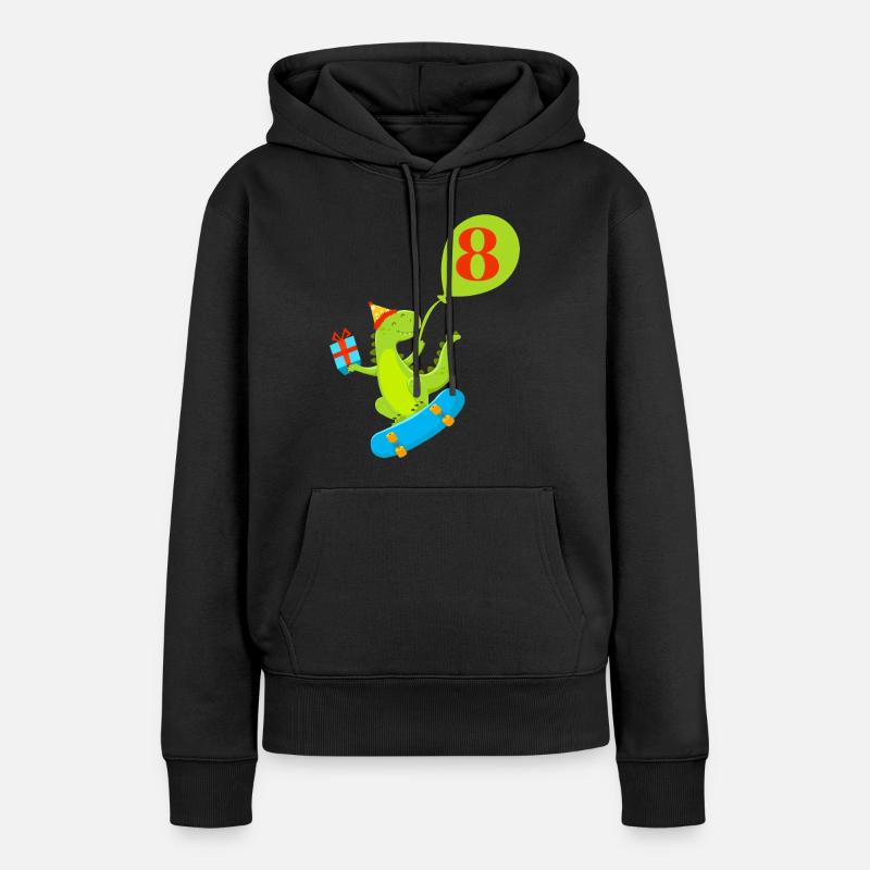 8e anniversaire dinosaure mignon - Sweat à capuche Premium bio Femme - noir