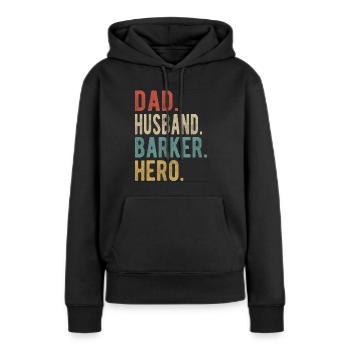 Barker Papa Mari Héros - Sweat à capuche Premium bio Femme - noir - Devant - Julia (174cm)