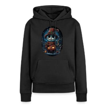 James le sympathique bonhomme de neige d’Halloween - Sweat à capuche Premium bio Femme - noir - Devant - Julia (174cm)